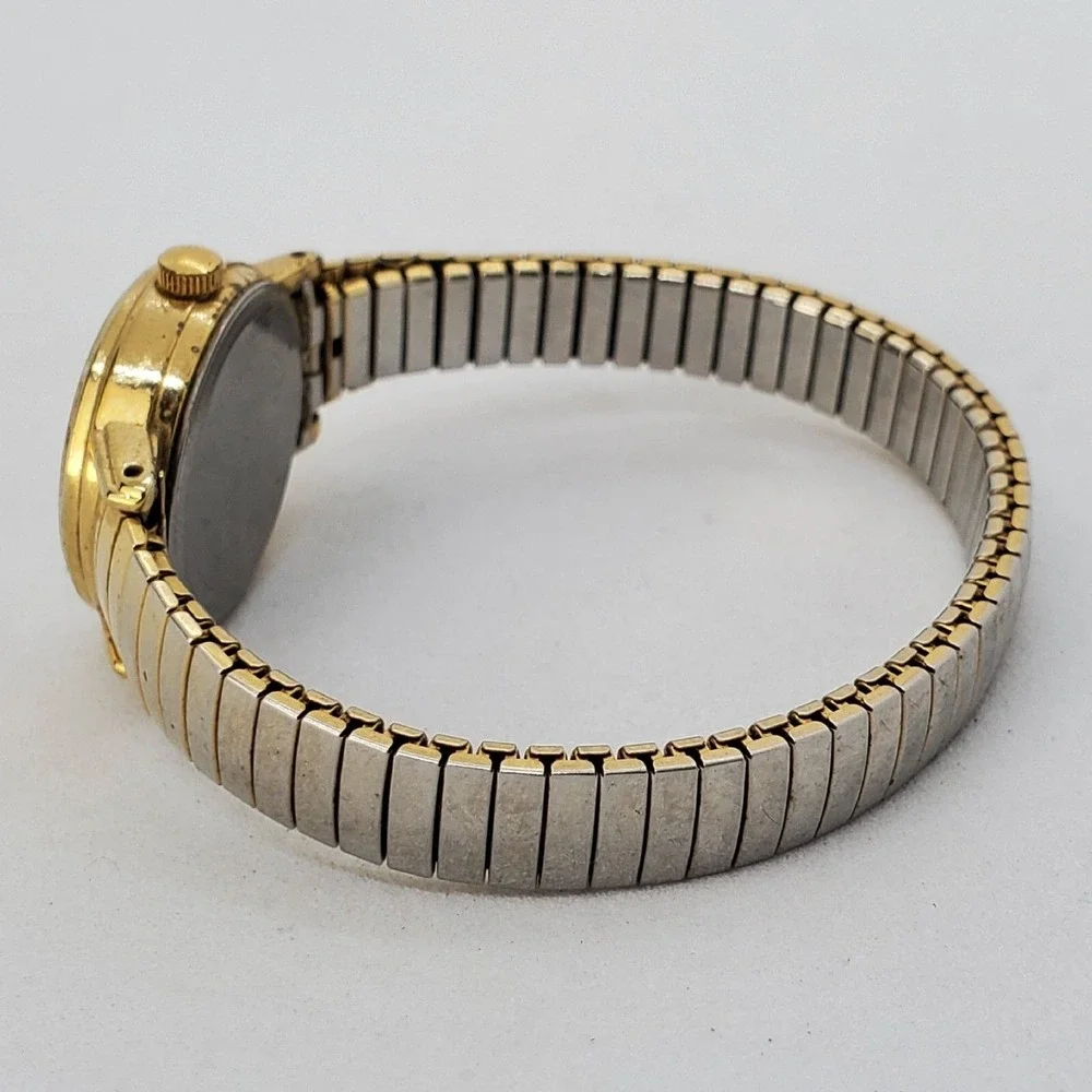 ACQUA Timex 24MM Watch Women White‎ Dial Gold Tone Case Bracelet 6